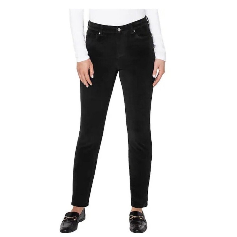 NWT Well Worn Women Soft Corduroy High Rise Skinny Jeans Black Sz 12 $80 FFF134